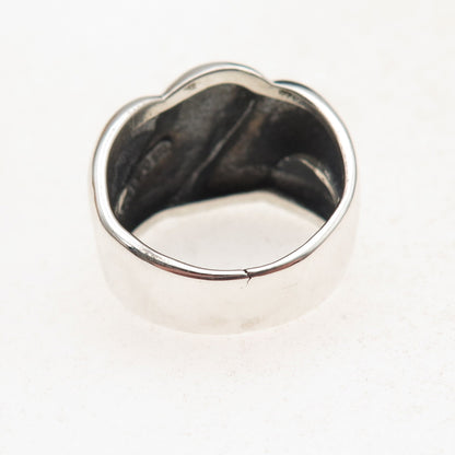Joseph Esposito 925 Sterling Silver Vintage Modernist Oxidized Ring Size 9.25