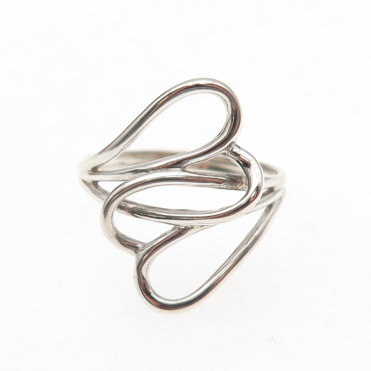925 Sterling Silver Vintage Interlocked Heart Oxidized Ring Size 10