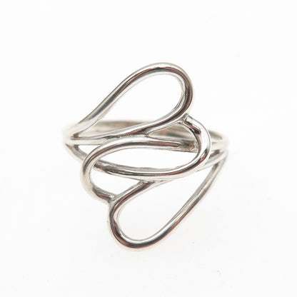 925 Sterling Silver Vintage Interlocked Heart Oxidized Ring Size 10