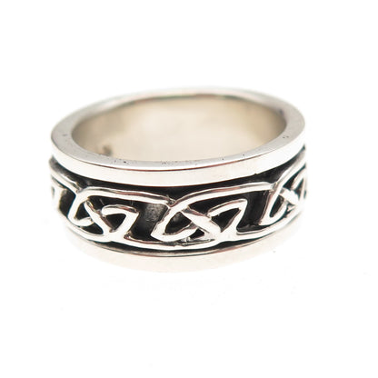 925 Sterling Silver Vintage Celtic Knot Oxidized Band Ring Size 7