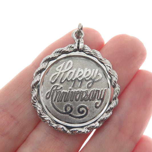 ELCO 925 Sterling Silver Vintage "Happy Anniversary" Charm Pendant