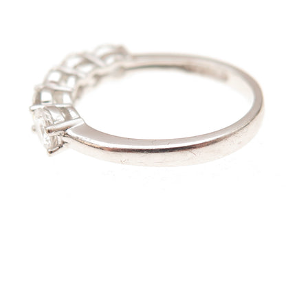 925 Sterling Silver Round-Cut C Z Half Eternity Band Ring Size 6.25