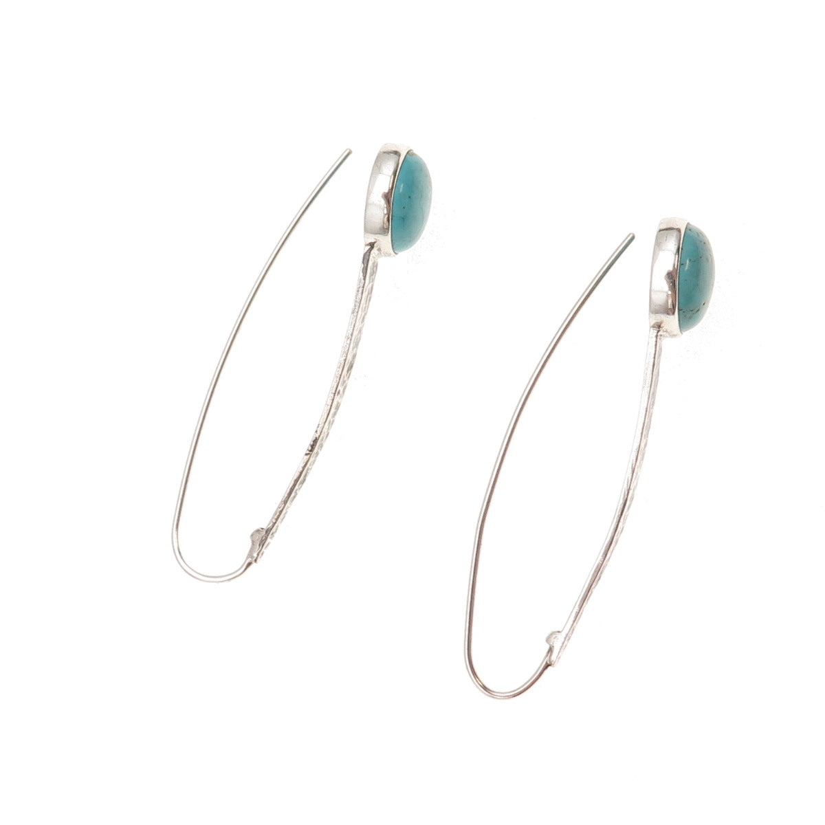 Silpada 925 Sterling Silver Vintage Real Turquoise Swan Dive Hammered Earrings