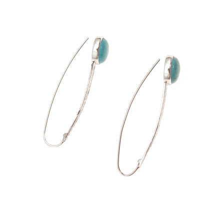 Silpada 925 Sterling Silver Vintage Real Turquoise Swan Dive Hammered Earrings