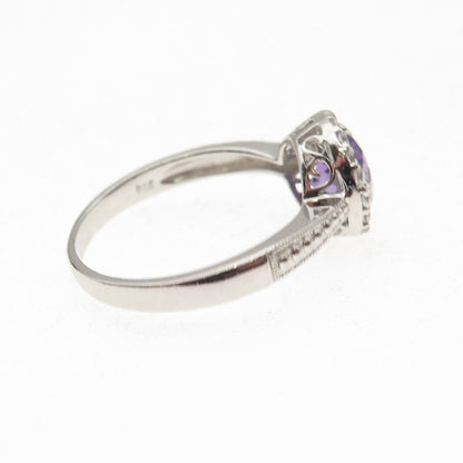 RSE Robert Seeman 925 Sterling Silver Purple & White C Z Ring Size 10.25