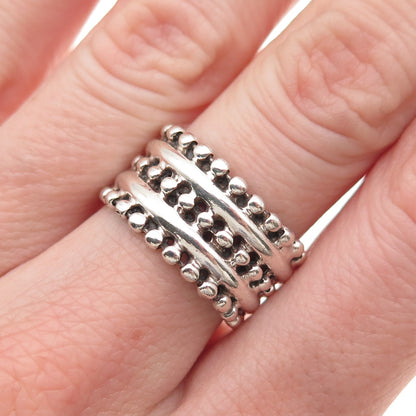 925 Sterling Silver Vintage Beaded Oxidized Band Ring Size 7
