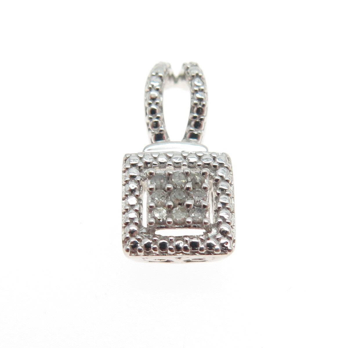 HAN 925 Sterling Silver Real Round-Cut Diamond Minimalist Pendant