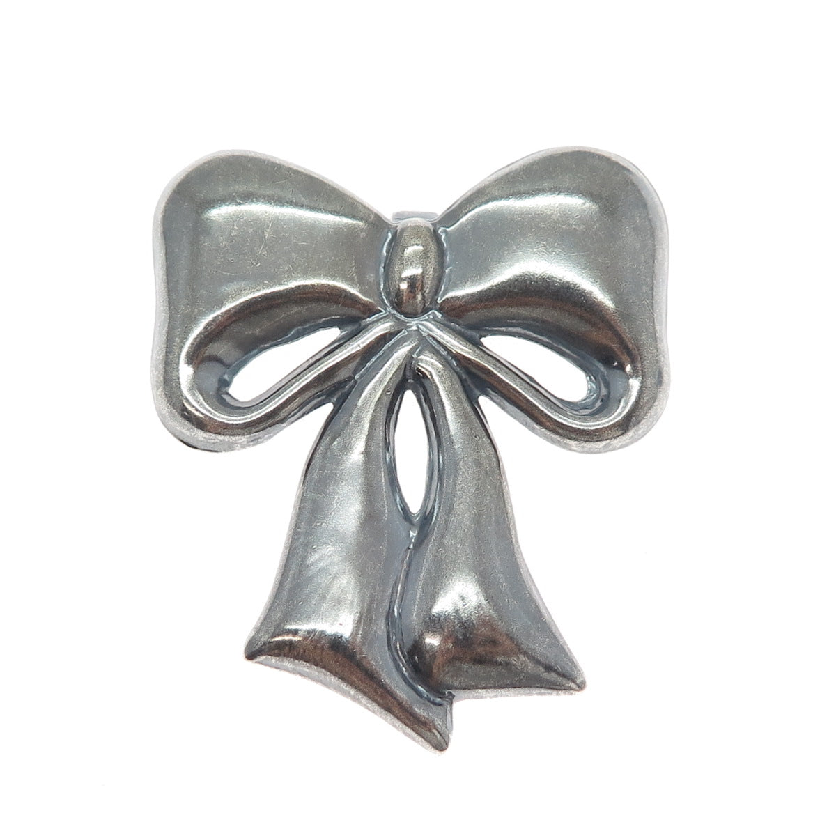 925 Sterling Silver Vintage Mexico Ribbon Bow Oxidized Pin Brooch / Pendant