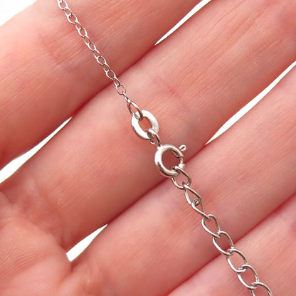 925 Sterling Silver Real Tanzanite & White Topaz Cable Chain Necklace 16-18"
