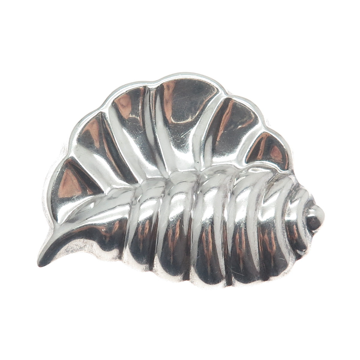925 Sterling Silver Vintage Mexico Modernist Puffy Seashell Pin Brooch