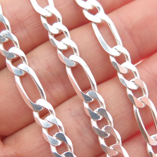 925 Sterling Silver Vintage Italy Figaro Chain Necklace 24"