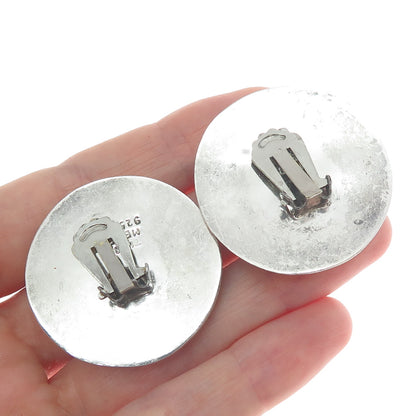 925 Sterling Silver Vintage Mexico Modernist Yin Yang Clip On Earrings