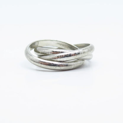 925 Sterling Silver Vintage Triple Interlocked Ring Size 6