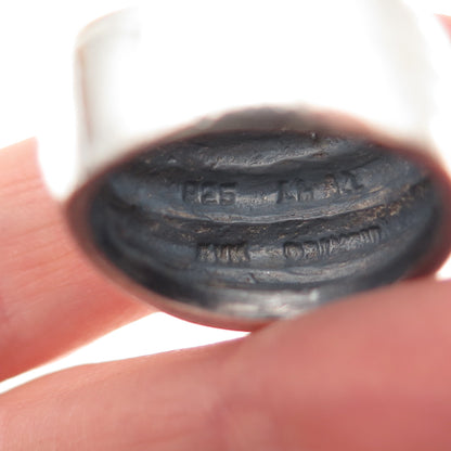 925 Sterling Silver Vintage Mexico Modernist Ribbed Oxidized Ring Size 8.5