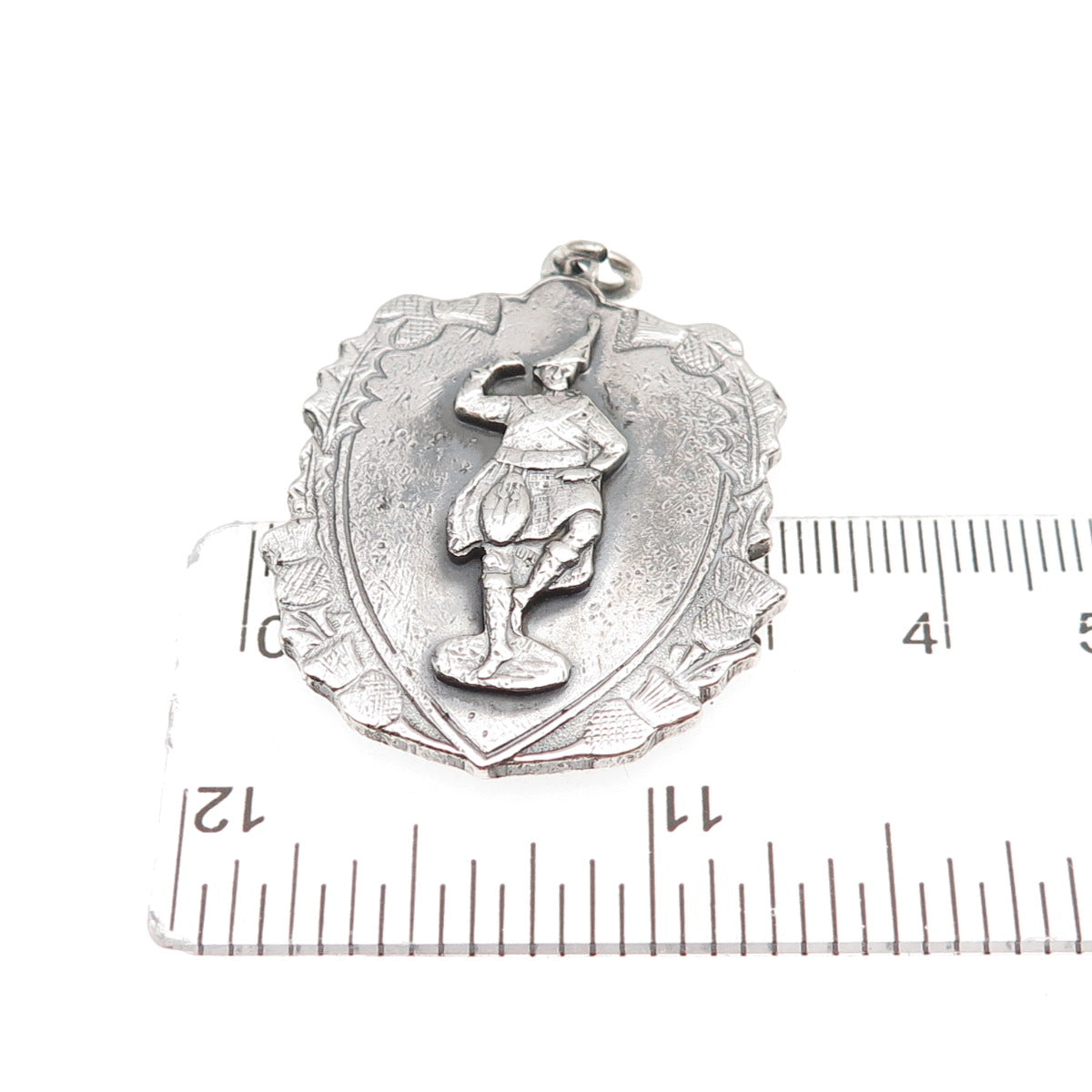 Johnson 925 Sterling Antique Art Deco Scottish Highlander Man Fob Charm Pendant