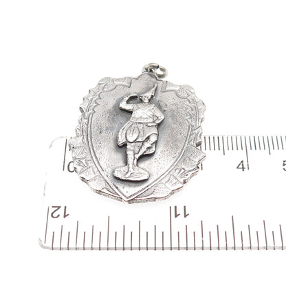 Johnson 925 Sterling Antique Art Deco Scottish Highlander Man Fob Charm Pendant