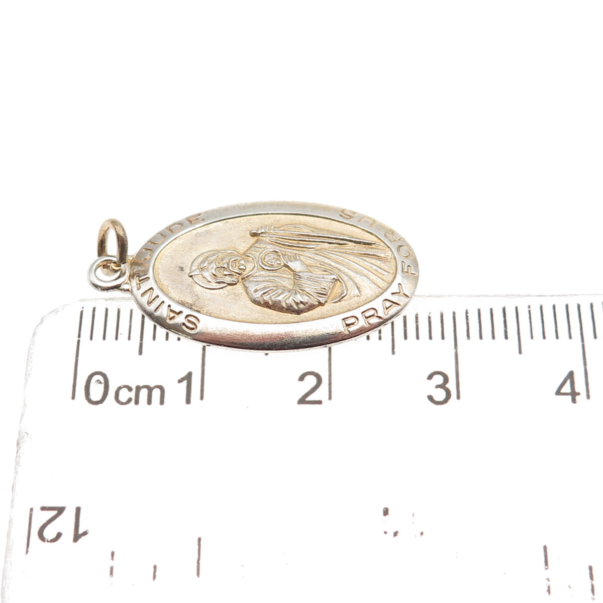 Chapel 925 Sterling Silver 2-Tone Vintage St. Jude Religious Charm Pendant