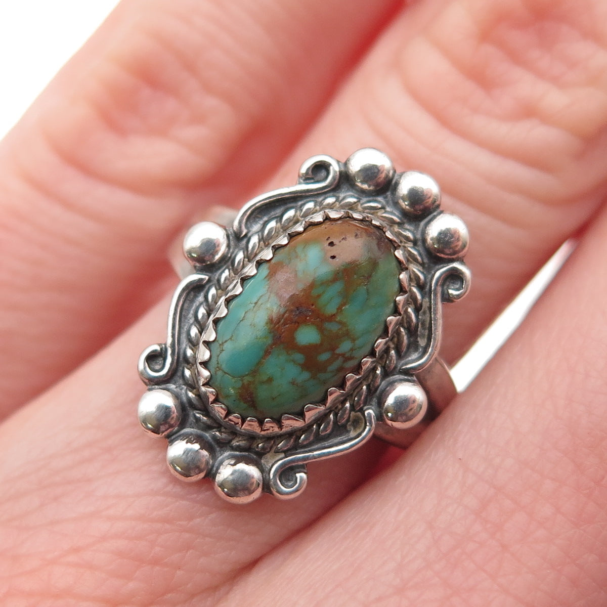 Bell Trading Post Old Pawn Sterling Silver Vintage Royston Turquoise Ring Size 6
