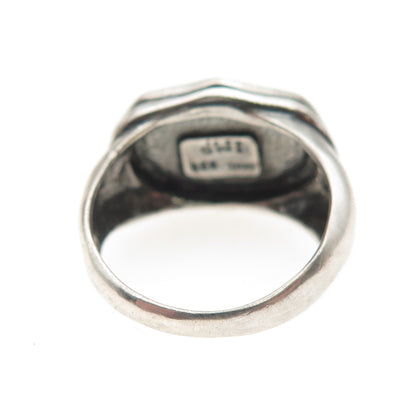 925 Sterling Silver Vintage IMP Israel Jerusalem Oxidized Signet Ring Size 7