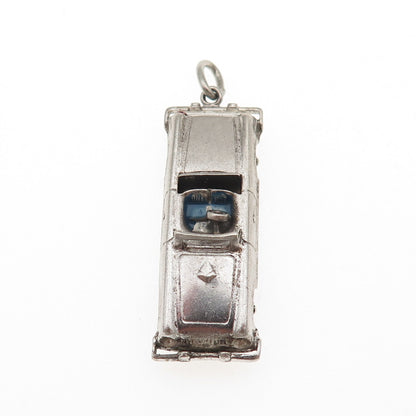 925 Sterling Silver Vintage Enamel Convertible Car Movable 3D Charm Pendant