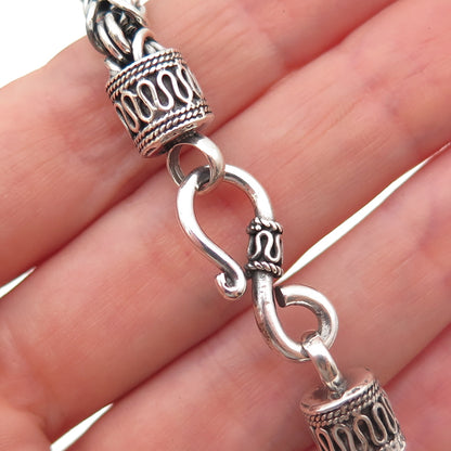 925 Sterling Silver Vintage Byzantine Link Oxidized Bracelet 8"
