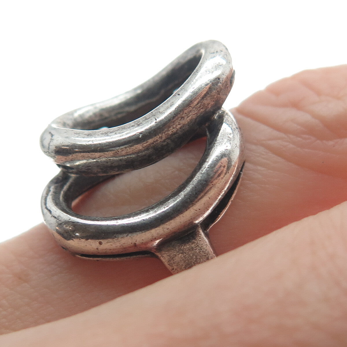 HUBERTUS VON SKAL 925 Sterling Silver Vintage Overlap Letter "O" Ring Size 6.5