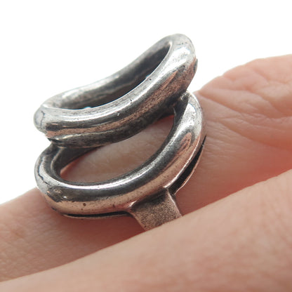 HUBERTUS VON SKAL 925 Sterling Silver Vintage Overlap Letter "O" Ring Size 6.5
