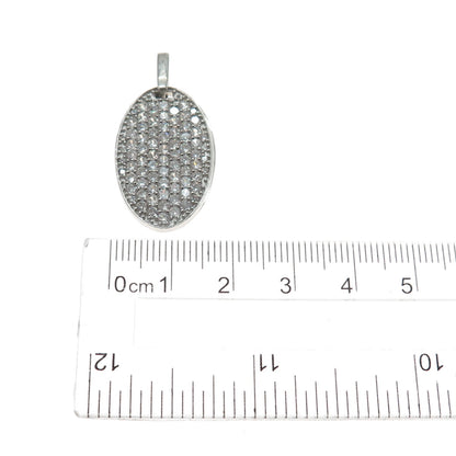 925 Sterling Silver Round-Cut C Z Ornate Slide Dual-Charm Pendant