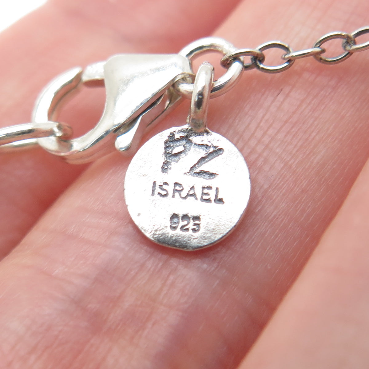 OR PAZ PZ Sterling Silver Vintage Israel Filigree Hamsa & Key Chain Necklace 18"
