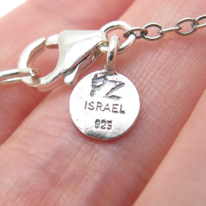 OR PAZ PZ Sterling Silver Vintage Israel Filigree Hamsa & Key Chain Necklace 18"