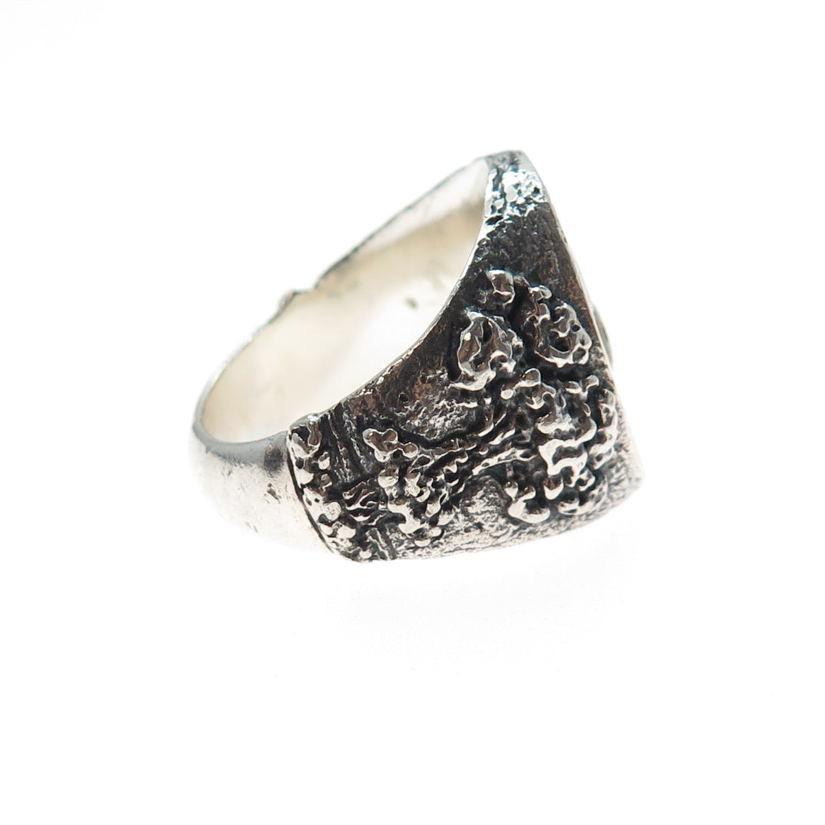 925 Sterling Silver 2-Tone Vintage Nuclear Bomb Biker Oxidized Ring Size 11.25