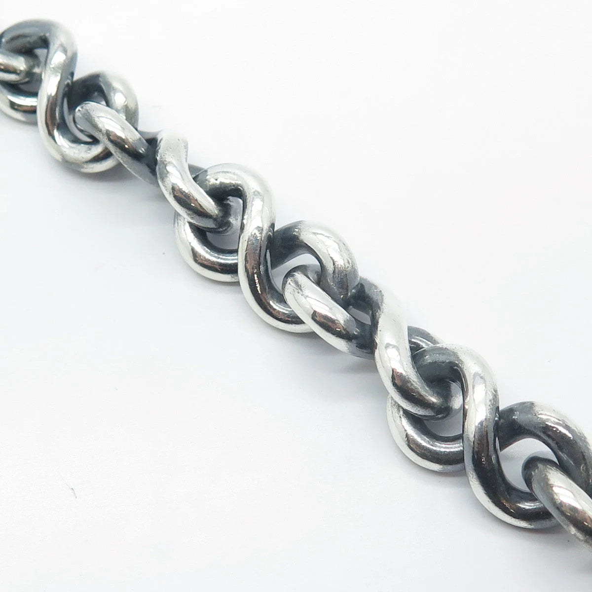 925 Sterling Silver Vintage Infinity Link Bracelet 7"