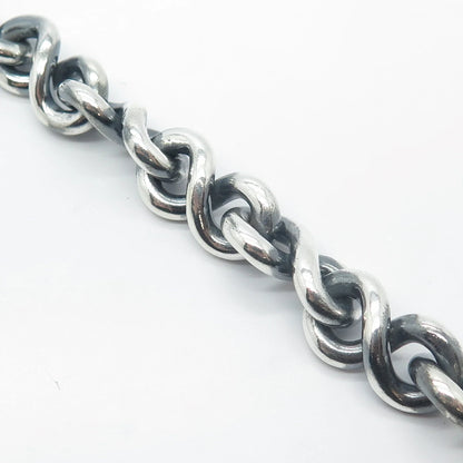 925 Sterling Silver Vintage Infinity Link Bracelet 7"