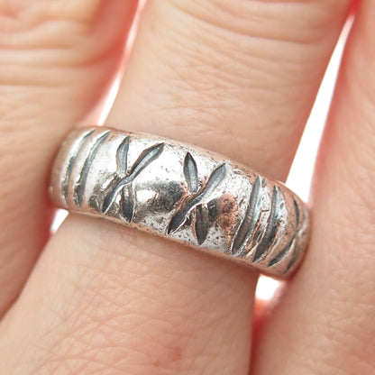 925 Sterling Silver Vintage Mexico XXII Oxidized Band Ring Size 7.25