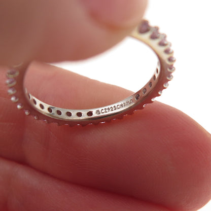 925 Sterling Silver Round-Cut Pink C Z Eternity All Around Band Ring Size 5