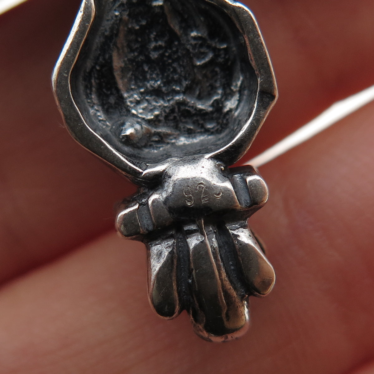 925 Sterling Silver Vintage Real Lapis Lazuli Cross Oxidized Pendant