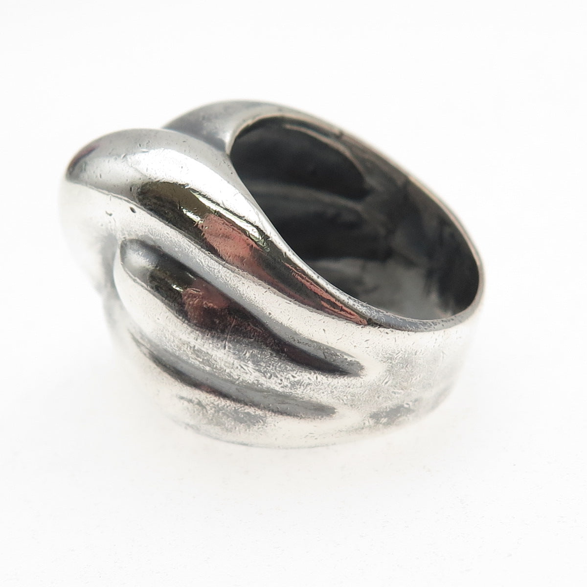 925 Sterling Silver Vintage Mexico Modernist Oxidized Ring Size 8