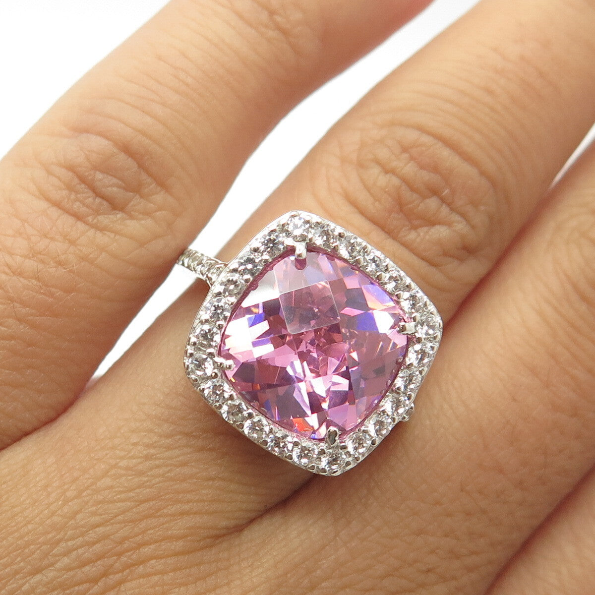925 Sterling Silver J. Esposito White & Pink C Z Ring Size 6.25