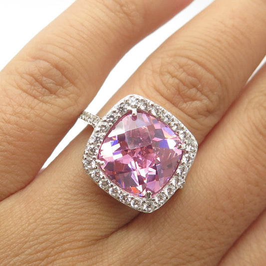 925 Sterling Silver J. Esposito White & Pink C Z Ring Size 6.25