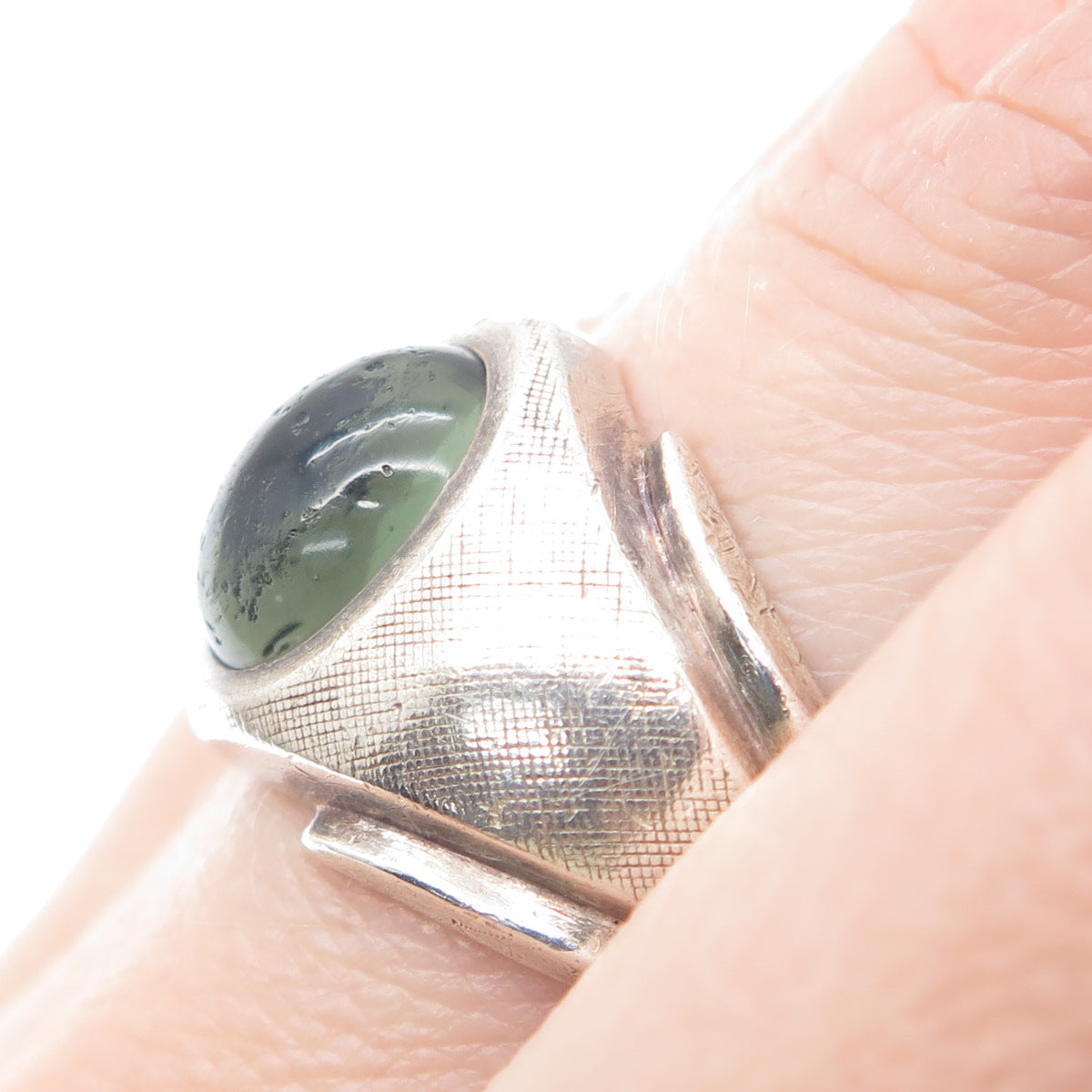 SARAH COVENTRY Sterling Silver Antique Art Deco Green Amethyst Gem Ring Size 8.5