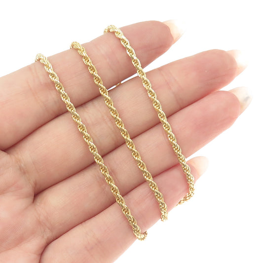 925 Sterling Silver Gold Plated Italy Twisted Rope Chain Necklace 22"