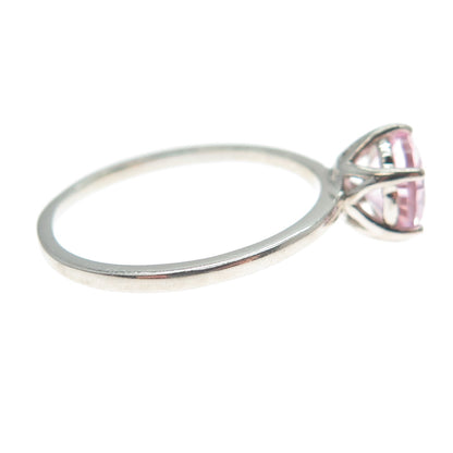 DAZZLERS 925 Sterling Silver Round-Cut Nano Pink Topaz Ring Size 9