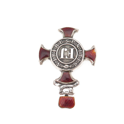 925 Sterling Silver Antique 1849 Enamel Austro-Hungarian Merit Cross Pendant