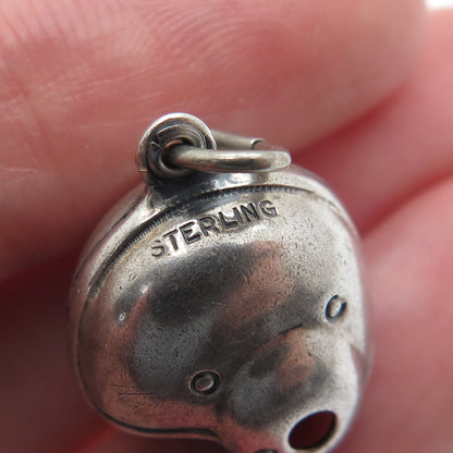 925 Sterling Silver Vintage Baseball Helmet Minimalist 3D Charm Pendant
