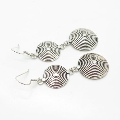 925 Sterling Silver Vintage Ethnic Dangling Hook Earrings
