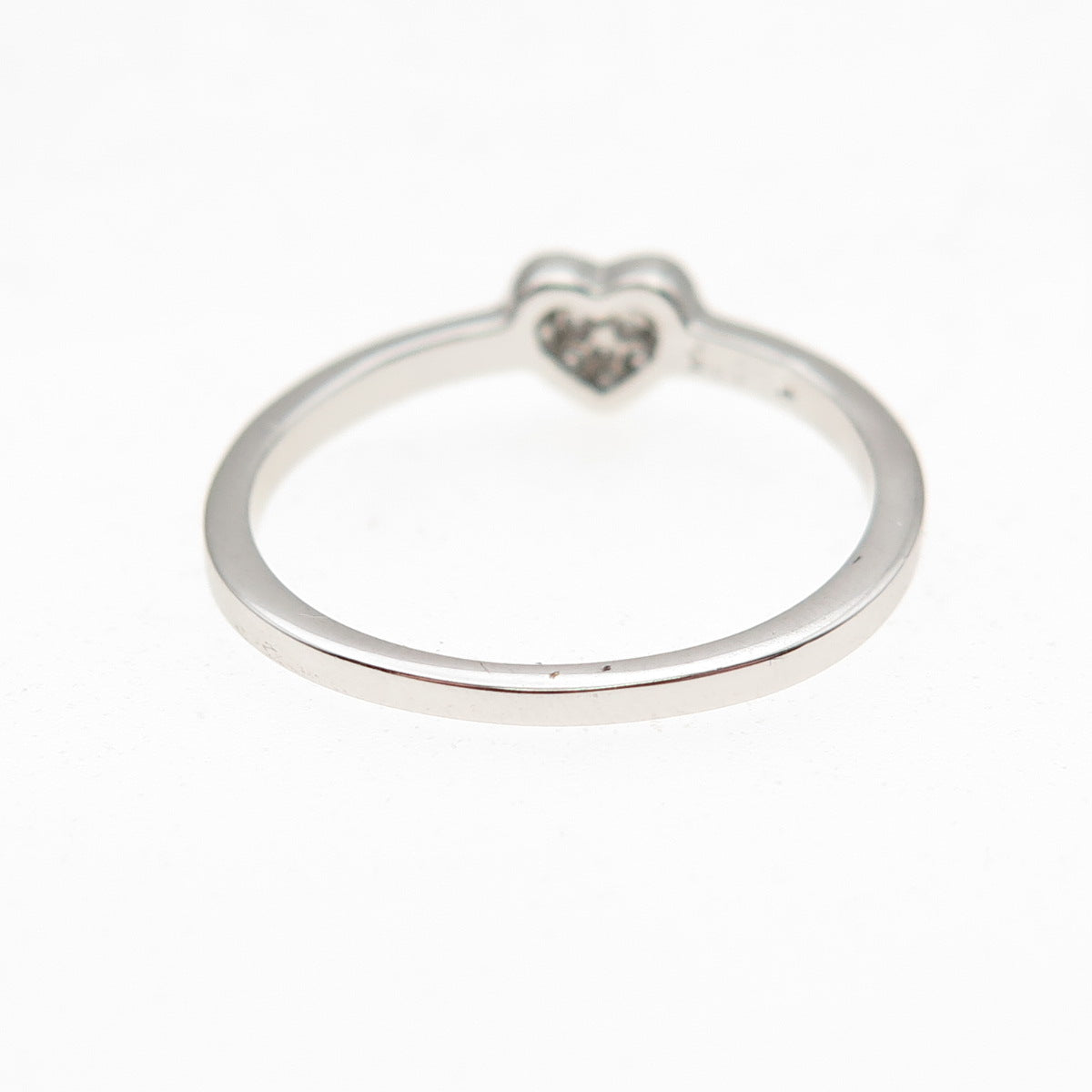 925 Sterling Silver Round-Cut C Z Heart Ring Size 7