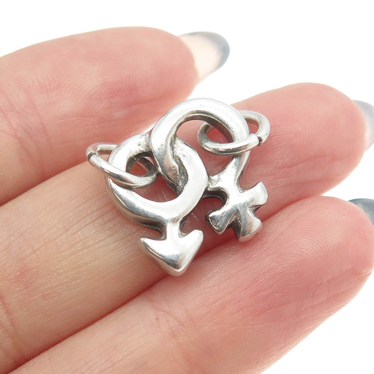 925 Sterling Silver Vintage Gender Symbols 3D Pendant