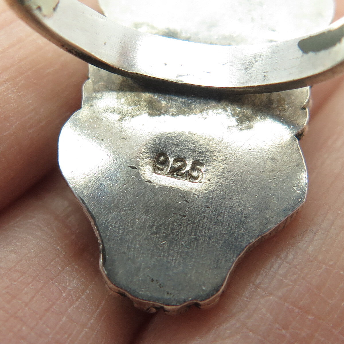 925 Sterling Silver Vintage Southwestern Real Carnelian Oxidized Ring Size 6.75