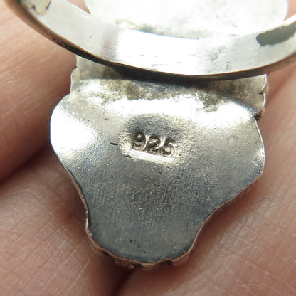 925 Sterling Silver Vintage Southwestern Real Carnelian Oxidized Ring Size 6.75