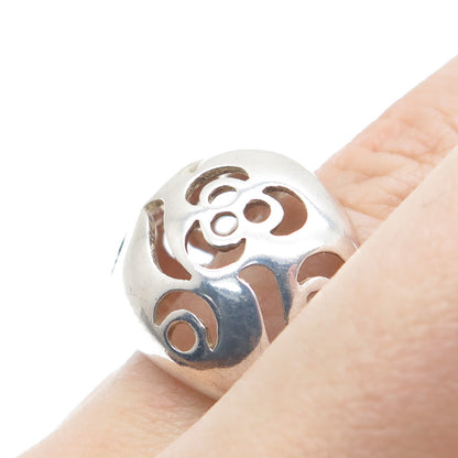 925 Sterling Silver Vintage Flower Dome Ring Size 7.5